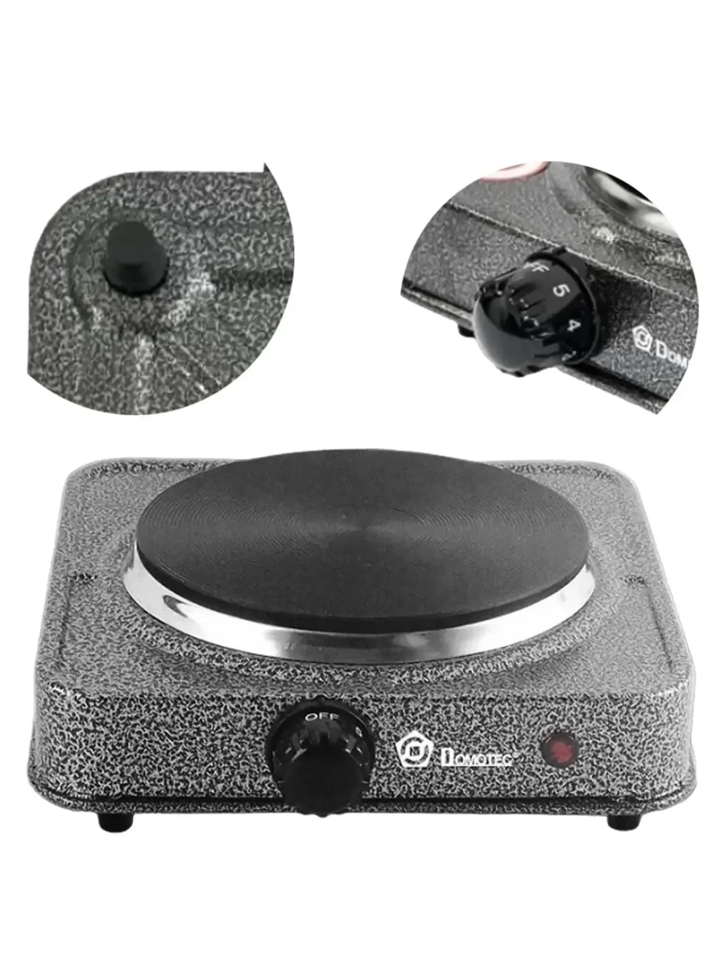 Плита електрична Domotec MS-5821 1кф., 1000Вт. (Сірий)