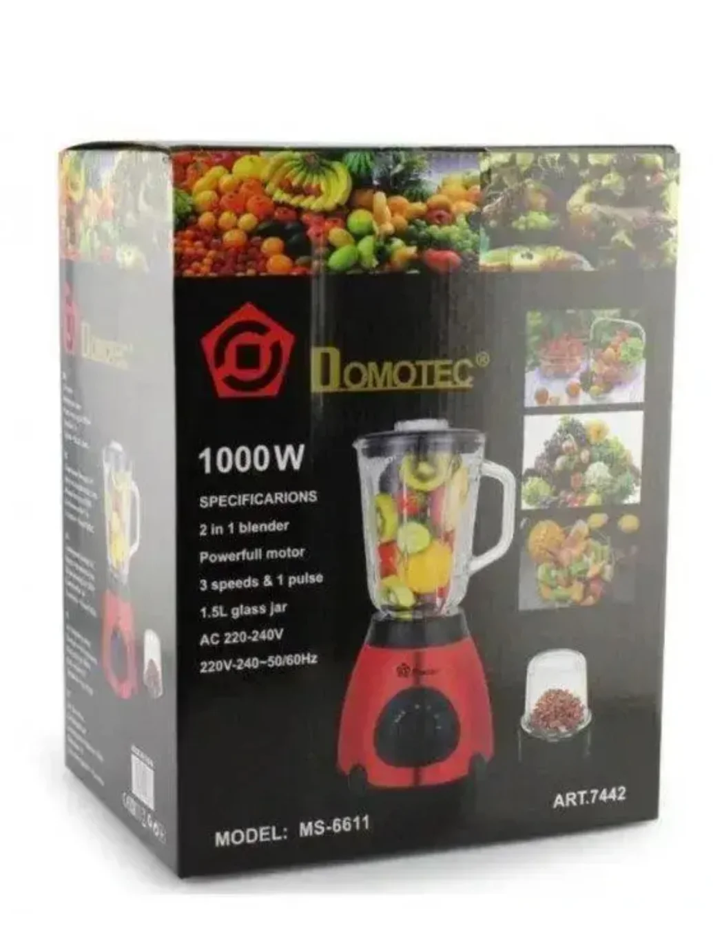 Блендер стаціонарний DOMOTEC MS-6611 1000Вт (Червоний)